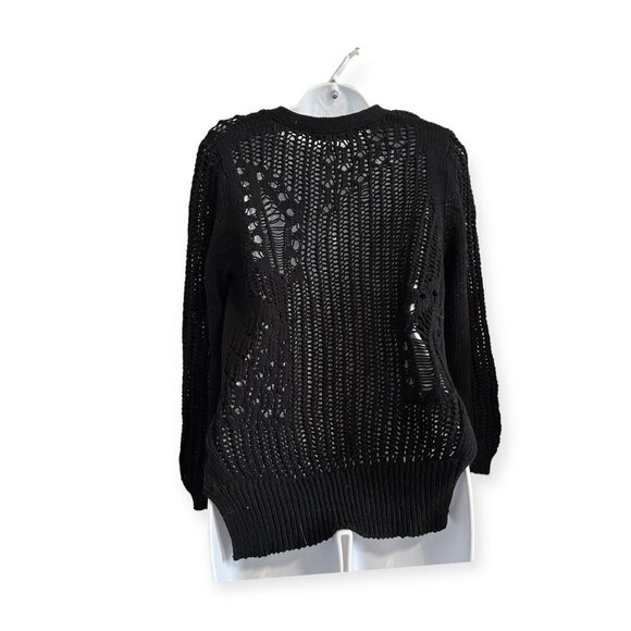 Olivaceous Cotton Cardigan with Open weave, Black, Size L - Picture 2 of 16